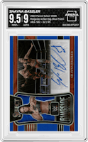 Shayna Baszler from the 2022 Panini Select WWE set featuring a Blue Prizm parallel graded by Arena Club and given an overall grade of 9.5.