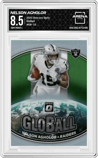 Nelson Agholor from the 2021 Panini Donruss Optic set graded by Arena Club and given an overall grade of 8.5.