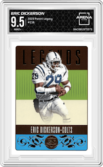 Eric Dickerson from the 2023 Panini Legacy set graded by Arena Club and given an overall grade of 9.5.