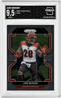 Joe Mixon from the 2021 Panini Prizm set graded by Arena Club and given an overall grade of 9.5.
