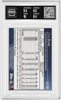 Tom Brady from the 2009 Topps Chrome set graded by Arena Club and given an overall grade of 9.