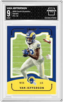 Van Jefferson from the 2020 Panini Chronicles set graded by Arena Club and given an overall grade of 9.