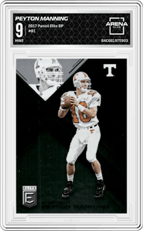 Peyton Manning from the 2017 Panini Elite Draft Picks set graded by Arena Club and given an overall grade of 9.