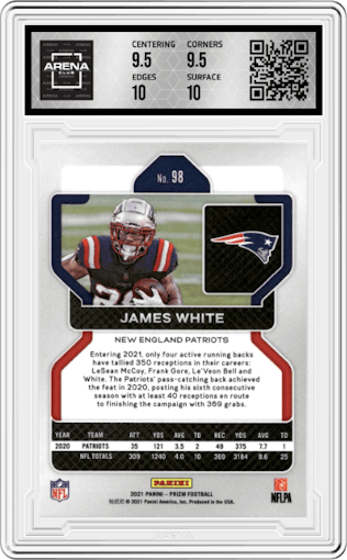 James White from the 2021 Panini Prizm set graded by Arena Club and given an overall grade of 10.