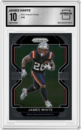 James White from the 2021 Panini Prizm set graded by Arena Club and given an overall grade of 10.