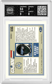 Snake-Eyes from the 1991 Impel G.I. Joe set graded by Arena Club and given an overall grade of 7.5.