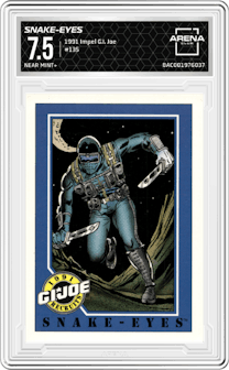Snake-Eyes from the 1991 Impel G.I. Joe set graded by Arena Club and given an overall grade of 7.5.