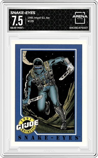 Snake-Eyes from the 1991 Impel G.I. Joe set graded by Arena Club and given an overall grade of 7.5.