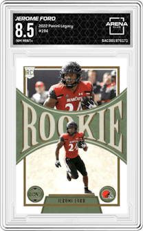 Jerome Ford from the 2022 Panini Legacy set graded by Arena Club and given an overall grade of 8.5.