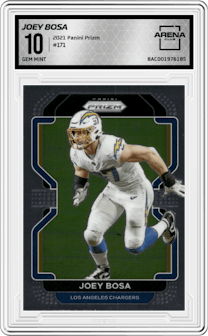 Joey Bosa from the 2021 Panini Prizm set graded by Arena Club and given an overall grade of 10.