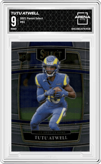 Tutu Atwell from the 2021 Panini Select set graded by Arena Club and given an overall grade of 9.