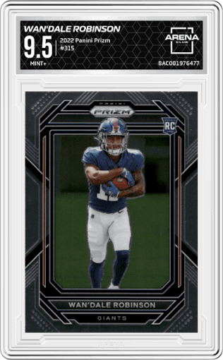 Wan'Dale Robinson from the 2022 Panini Prizm set graded by Arena Club and given an overall grade of 9.5.