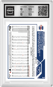 Bryce Harper from the 2023 Topps Series 2 set featuring a Silver Foil parallel graded by Arena Club and given an overall grade of 10.