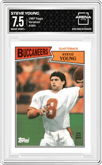Steve Young from the 1987 Topps set featuring a Variation parallel graded by Arena Club and given an overall grade of 7.5.