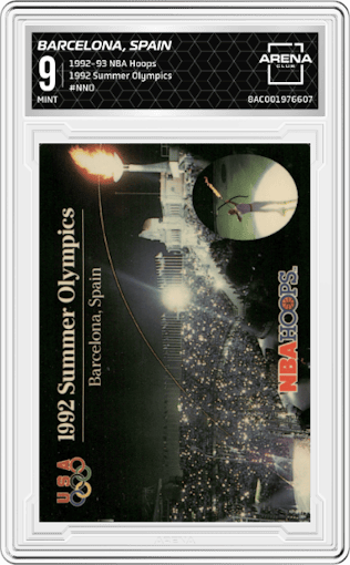 Barcelona, Spain from the 1992-93 NBA Hoops set graded by Arena Club and given an overall grade of 9.