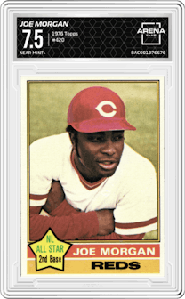 Joe Morgan from the 1976 Topps set graded by Arena Club and given an overall grade of 7.5.