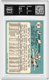 Juan Marichal from the 1965 Topps set graded by Arena Club and given an overall grade of 5.5.