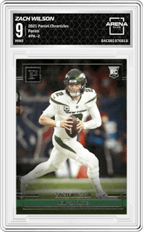 Zach Wilson from the 2021 Panini Chronicles set graded by Arena Club and given an overall grade of 9.