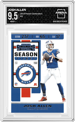 Josh Allen from the 2019 Panini Contenders set graded by Arena Club and given an overall grade of 9.5.
