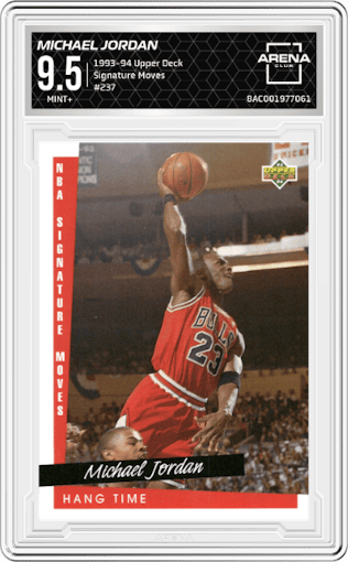 Michael Jordan from the 1993-94 Upper Deck  set graded by Arena Club and given an overall grade of 9.5.