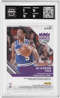De'Aaron Fox from the 2020-21 Panini Donruss set graded by Arena Club and given an overall grade of 9.5.