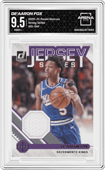 De'Aaron Fox from the 2020-21 Panini Donruss set graded by Arena Club and given an overall grade of 9.5.