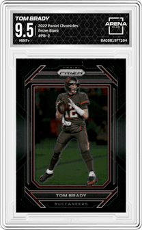 Tom Brady from the 2022 Panini Chronicles set graded by Arena Club and given an overall grade of 9.5.