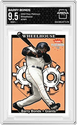 Barry Bonds from the 2002 Fleer Platinum set graded by Arena Club and given an overall grade of 9.5.