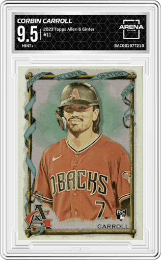Corbin Carroll  from the 2023 Topps Allen & Ginter set graded by Arena Club and given an overall grade of 9.5.