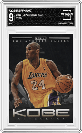 Kobe Bryant  from the 2012-13 Panini Kobe Anthology  set graded by Arena Club and given an overall grade of 9.