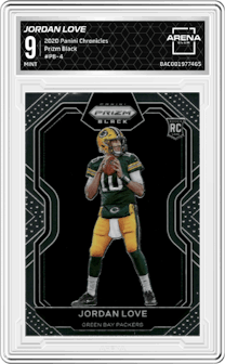Jordan Love from the 2020 Panini Chronicles set graded by Arena Club and given an overall grade of 9.