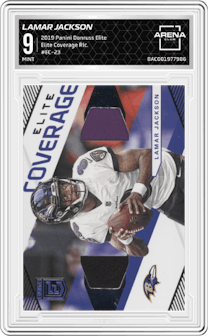 Lamar Jackson from the 2019 Panini Donruss Elite set graded by Arena Club and given an overall grade of 9.