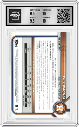 Will Wagner from the 2022 Bowman set graded by Arena Club and given an overall grade of 10.