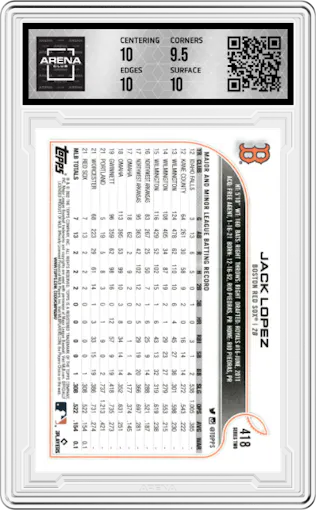 Jack Lopez from the 2022 Topps Series 2 set graded by Arena Club and given an overall grade of 10.