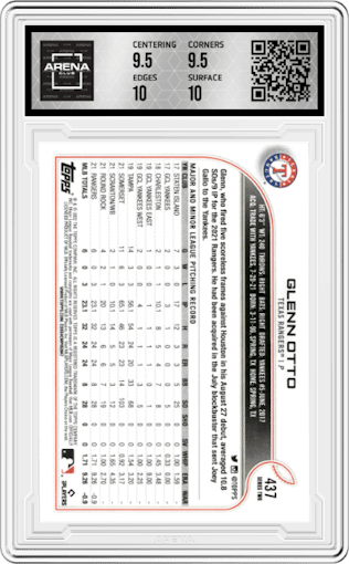 Glenn Otto from the 2022 Topps Series 2 set graded by Arena Club and given an overall grade of 10.