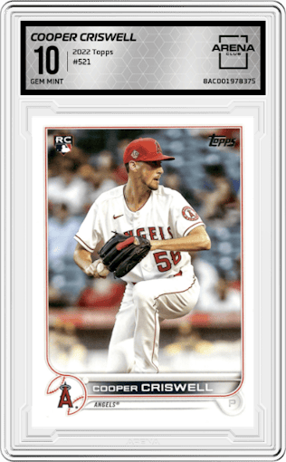 Cooper Criswell from the 2022 Topps Series 2 set graded by Arena Club and given an overall grade of 10.