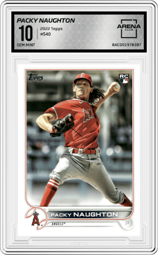 Packy Naughton from the 2022 Topps Series 2 set graded by Arena Club and given an overall grade of 10.