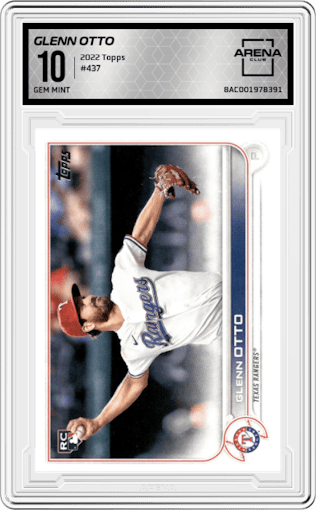 Glenn Otto from the 2022 Topps Series 2 set graded by Arena Club and given an overall grade of 10.