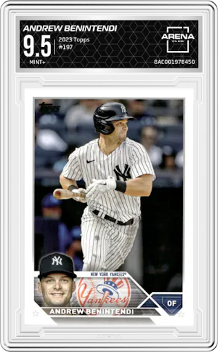 Andrew Benintendi from the 2023 Topps Series 1 set graded by Arena Club and given an overall grade of 9.5.