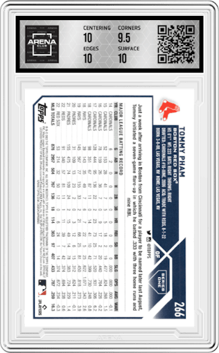 Tommy Pham from the 2023 Topps Series 1 set graded by Arena Club and given an overall grade of 10.