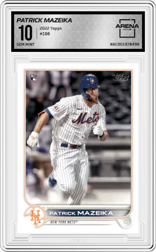 Patrick Mazeika from the 2022 Topps  Series 1 set graded by Arena Club and given an overall grade of 10.