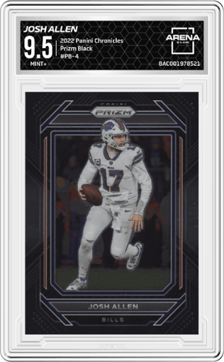 Josh Allen from the 2022 Panini Chronicles set graded by Arena Club and given an overall grade of 9.5.
