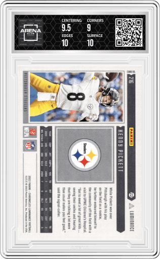 Kenny Pickett from the 2022 Panini Chronicles set graded by Arena Club and given an overall grade of 9.5.