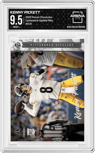 Kenny Pickett from the 2022 Panini Chronicles set graded by Arena Club and given an overall grade of 9.5.