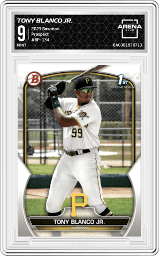 Tony Blanco Jr. from the 2023 Bowman  set graded by Arena Club and given an overall grade of 9.