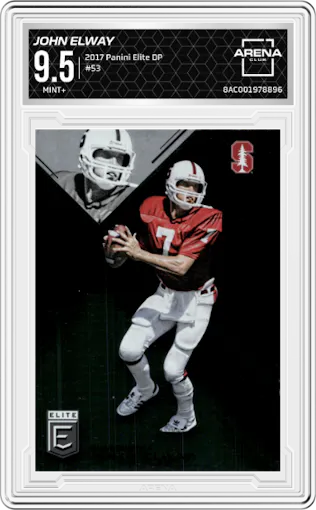 John Elway from the 2017 Panini Elite Draft Picks set graded by Arena Club and given an overall grade of 9.5.