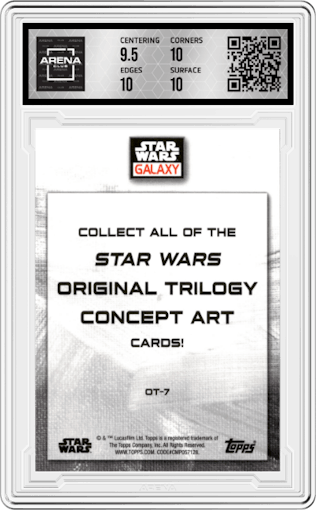 R2-D2 from the 2022 Topps Chrome Star Wars Galaxy set graded by Arena Club and given an overall grade of 10.