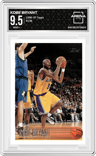 Kobe Bryant  from the 1996-97 Topps set graded by Arena Club and given an overall grade of 9.5.