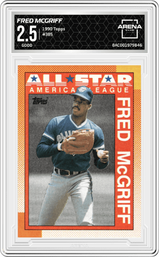 Fred McGriff  from the 1990 Topps set graded by Arena Club and given an overall grade of 2.5.