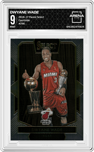 Dwyane Wade from the 2016-17 Panini Select set graded by Arena Club and given an overall grade of 9.